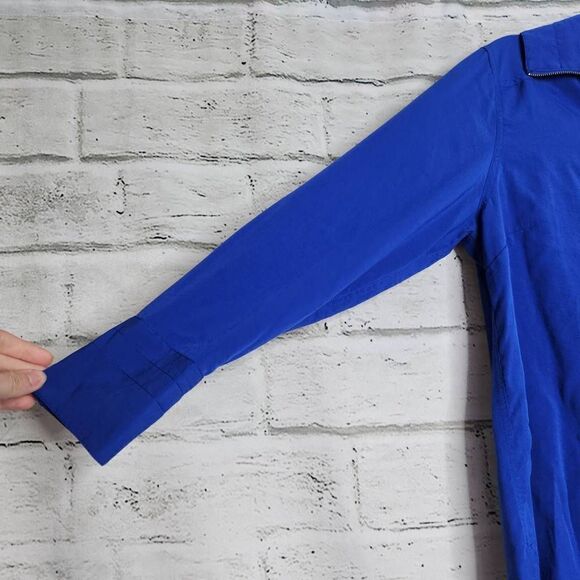 Soft Surroundings Loretta Shirt Solid Blue Button Zip Tunic Women's Large - Picture 4 of 11